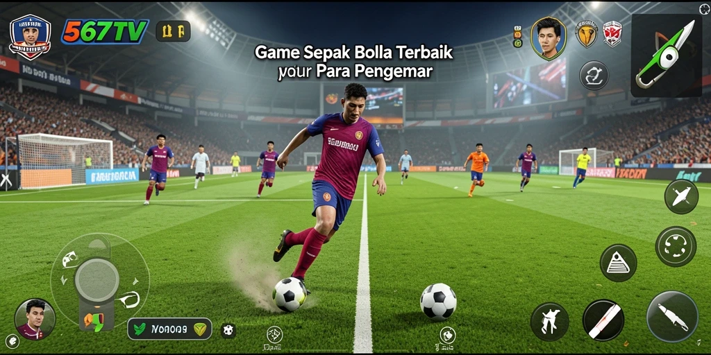 Tampilan gameplay seru dari 567TV yang menampilkan aksi sepak bola.