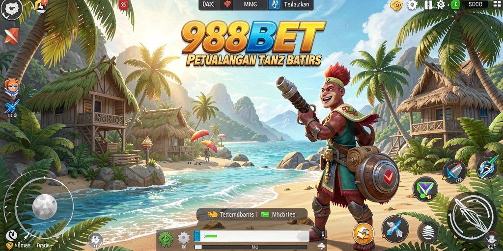 Tampilan gameplay 988BET di dunia terbuka yang luas dan interaktif.