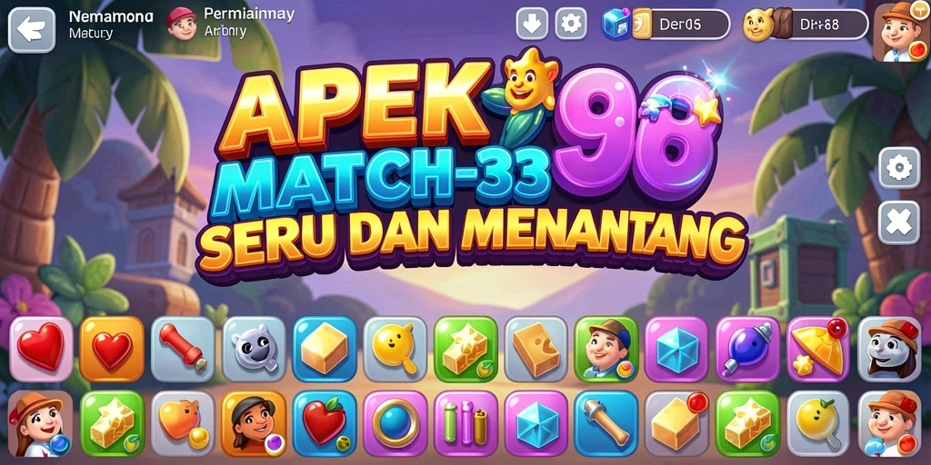Tampilan gameplay APEK88 yang seru dalam pertandingan match-3.