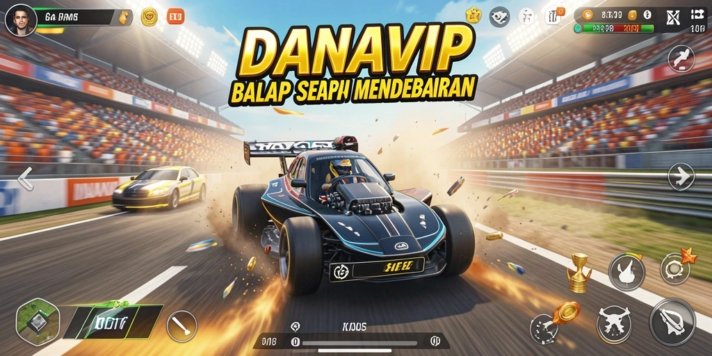 Screenshot gameplay Racing DANAVIP yang menampilkan aksi balap seru.