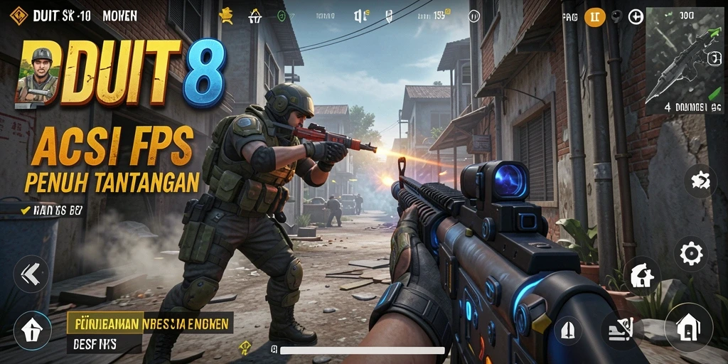 Screenshot utama DUIT8 menampilkan gameplay yang intens dan mendebarkan.