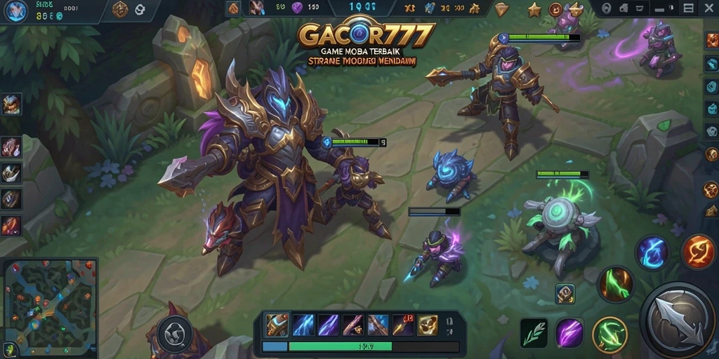 Screenshot utama GACOR777 menampilkan aksi seru di arena MOBA.