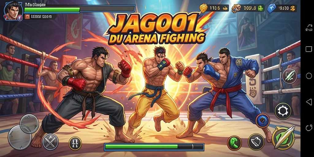 Screenshot gameplay JAGO11 yang menunjukkan aksi pertarungan yang intens.