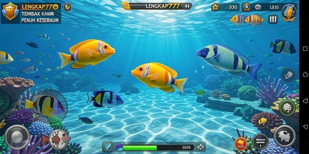 Gameplay seru LENGKAP777 dengan aksi menembak ikan.