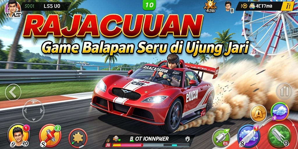 Tampilan gameplay balapan yang mendebarkan di RAJACUAN.