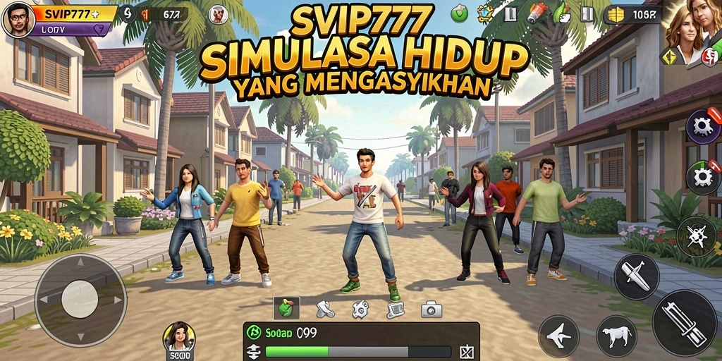 Screenshot gameplay <strong>SVIP777</strong> menampilkan karakter yang berinteraksi dalam dunia virtual.