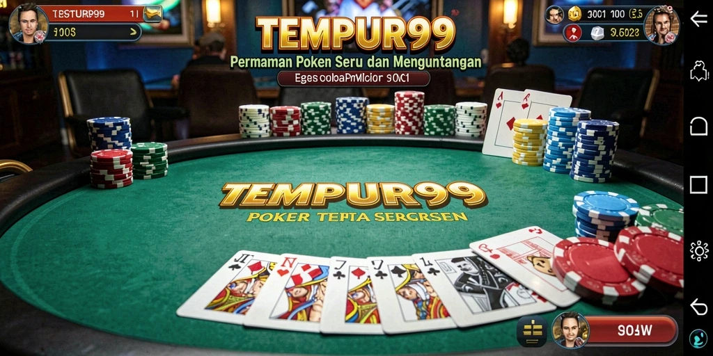 Tampilan gameplay TEMPUR99 menampilkan aksi seru dalam permainan poker.