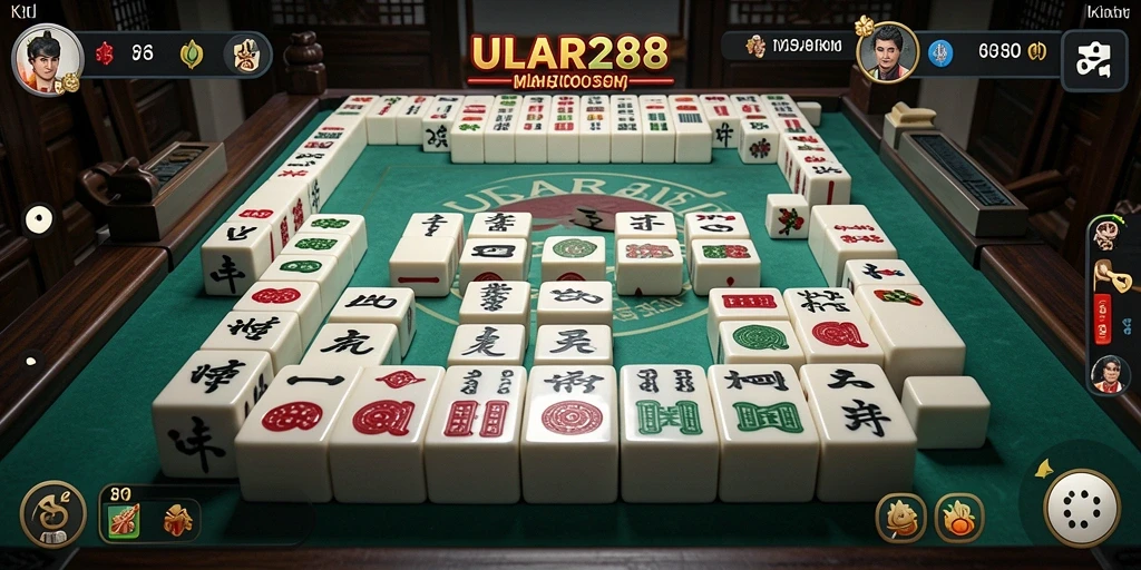 Tampilan gameplay ULAR288 dengan grafis Mahjong yang menarik.